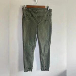 Rock & Republic Green Jeans Size 8 Green Grommet Slimming Denim RX‎ Fever 0099